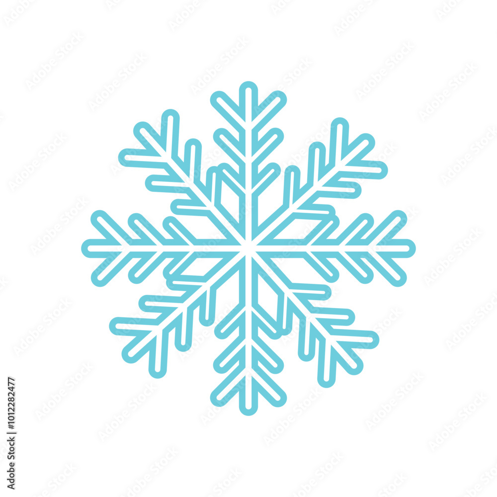Snowflake sign. Blue Snowflake icon isolated on white background. Snow flake silhouette. Symbol of snow, holiday, cold weather, frost. Winter design element. Vector illustration Snowflake sign. Blue Snowflake icon isolated on white background. Snow flake silhouette. Symbol of snow, holiday, cold weather, frost. Winter design element. Vector illustration