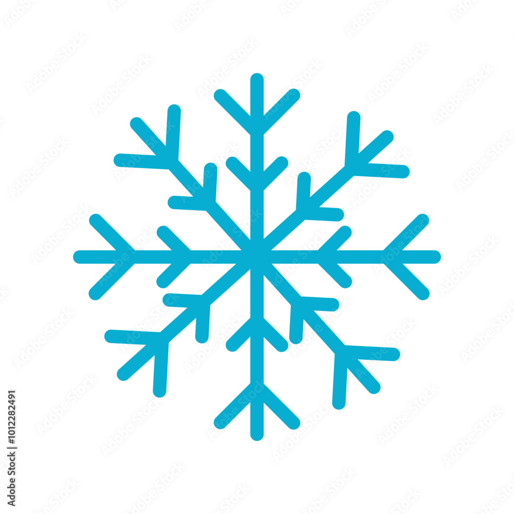 Snowflake sign. Blue Snowflake icon isolated on white background. Snow flake silhouette. Symbol of snow, holiday, cold weather, frost. Winter design element. Vector illustration Snowflake sign. Blue Snowflake icon isolated on white background. Snow flake silhouette. Symbol of snow, holiday, cold weather, frost. Winter design element. Vector illustration