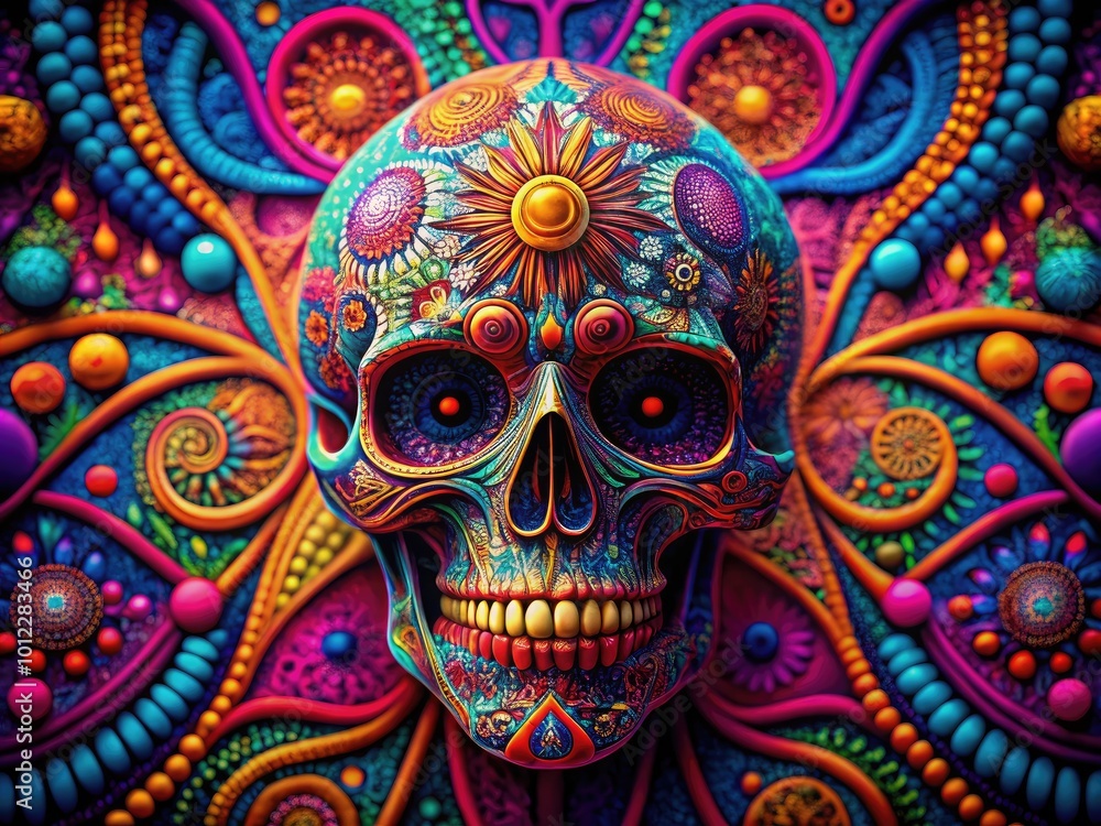 custom made wallpaper toronto digitalIntricate Digital Skull Design with Geometric Patterns and Vivid Colors for Creative Projects