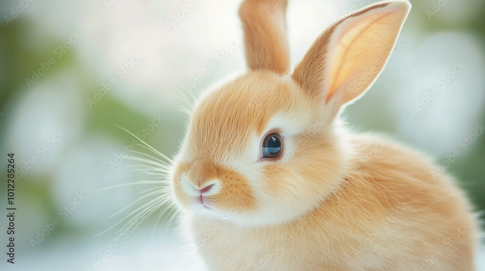 Obraz premium Fluffy White Rabbit Gazing into the Camera