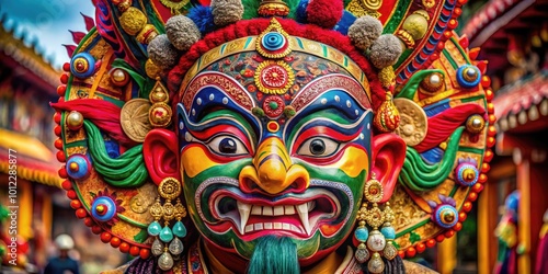 Wallpaper Mural Intricately Designed Asian Mask Showcasing Traditional Artistry and Cultural Significance in Detail Torontodigital.ca