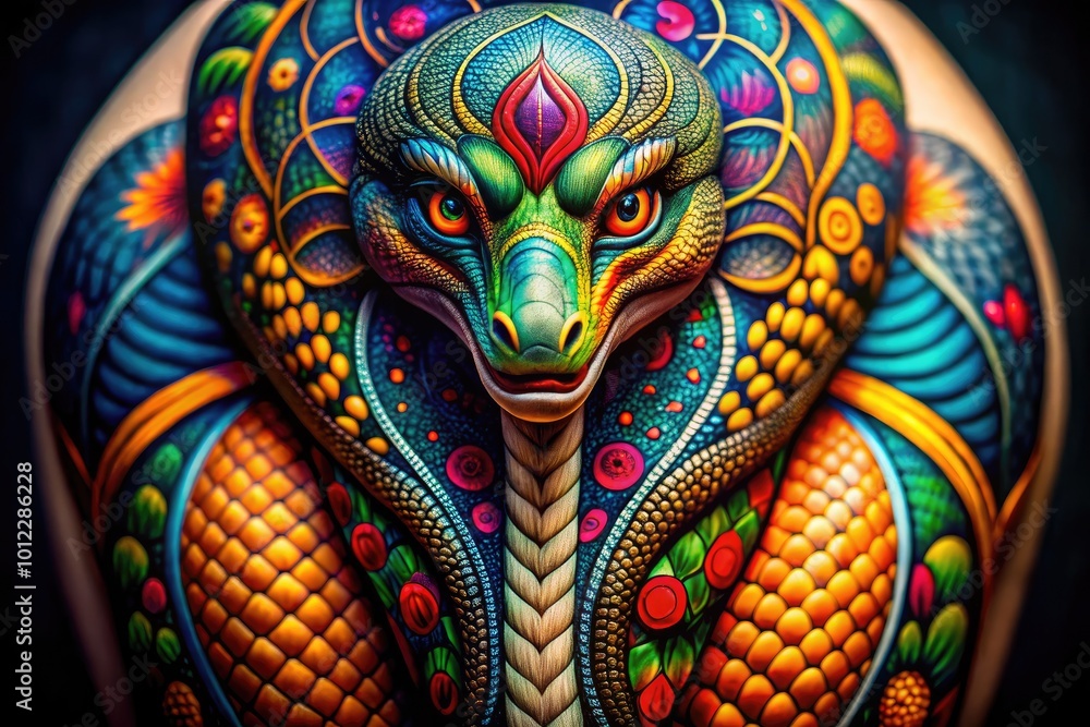 Naklejka premium Intricate Mamba Symbol Tattoo Design Featuring Bold Lines and Dynamic Curves on Skin Surface