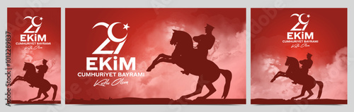 29 ekim Cumhuriyet Bayrami kutlu olsun, Republic Day Turkey. Translation: 29 october Republic Day Turkey and the National Day in Turkey happy holiday. graphic for design elements vector illustration.