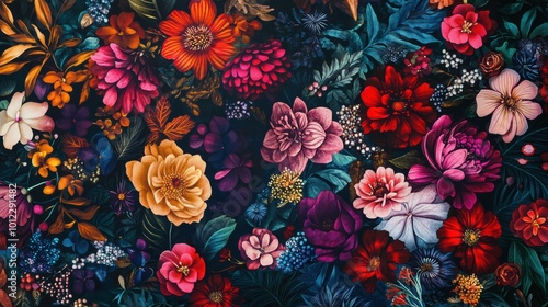 Nouveau nature design with vibrant floral patterns for artistic decor