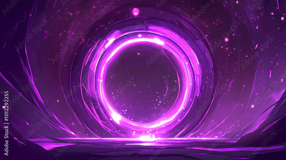 Obraz premium Futuristic portal to another world. cartoon portals. magic fantasy game teleport. Faerie Circle. Illustration