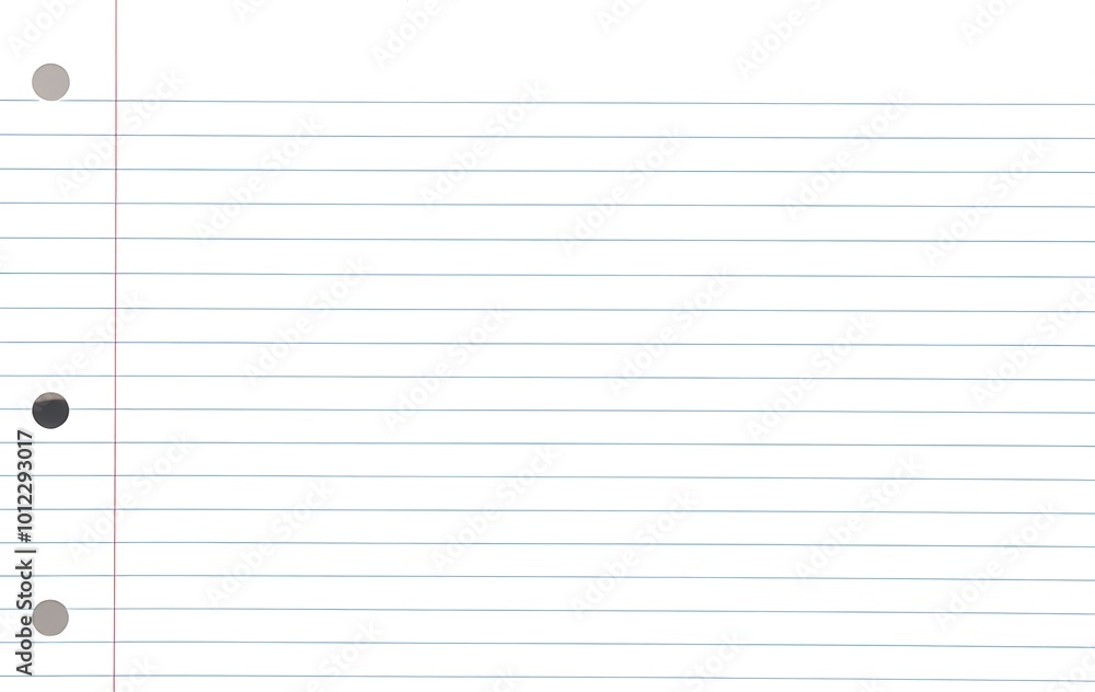 Lined paper background. White notebook sheet with blue grid banner Lined paper background. White notebook sheet with blue grid banner
