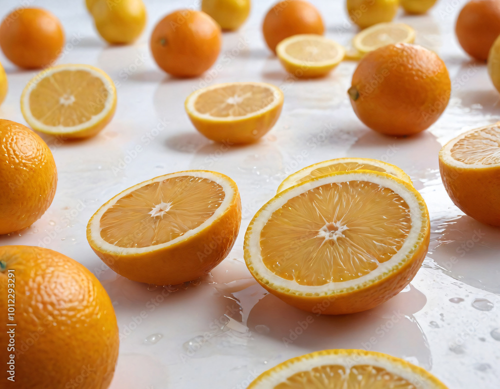 Fototapeta premium oranges on a wooden table