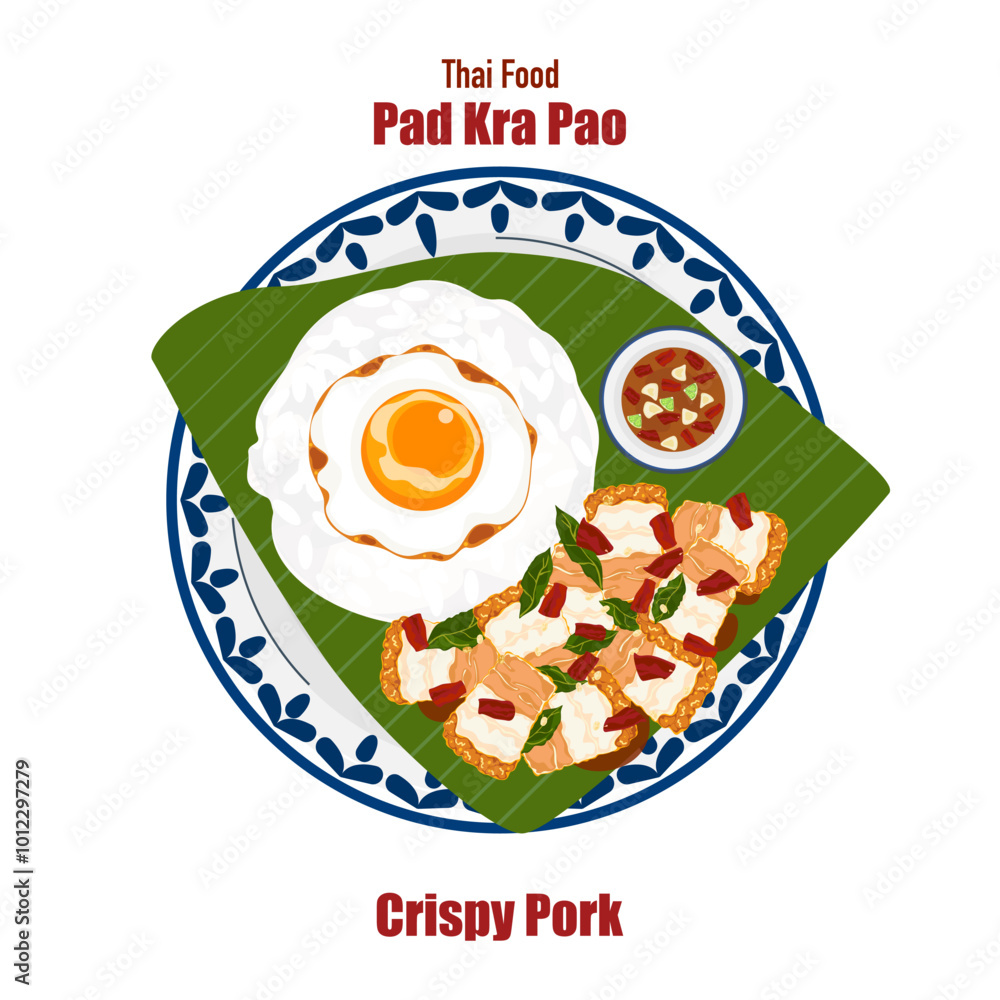 Set of flat banner vector illustrations, delicious food. Thai food, a la carte food, stir-fried basil with fried egg Set of flat banner vector illustrations, delicious food. Thai food, a la carte food, stir-fried basil with fried egg