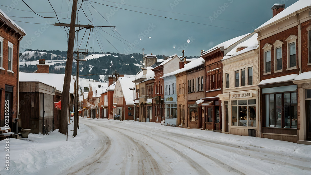 attractive snow-covered little town streets generative ai attractive snow-covered little town streets generative ai