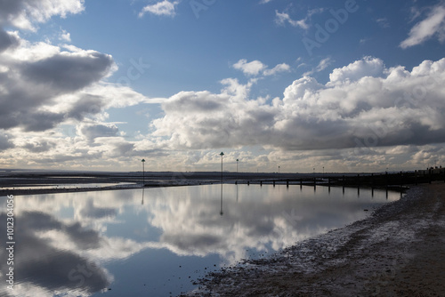 Wallpaper Mural Reflections on Westcliff beach, near Southend-on-Sea, Essex, England, United Kingdom Torontodigital.ca