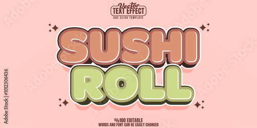 Sushi editable text effect, customizable food and japanese 3d font style