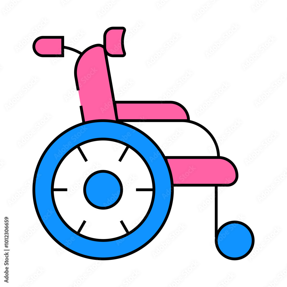 wheelchair for patient line icon vector. wheelchair for patient sign. isolated symbol illustration wheelchair for patient line icon vector. wheelchair for patient sign. isolated symbol illustration