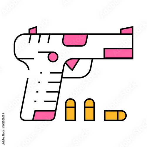 gun with cartridges line icon vector. gun with cartridges sign. isolated symbol illustration