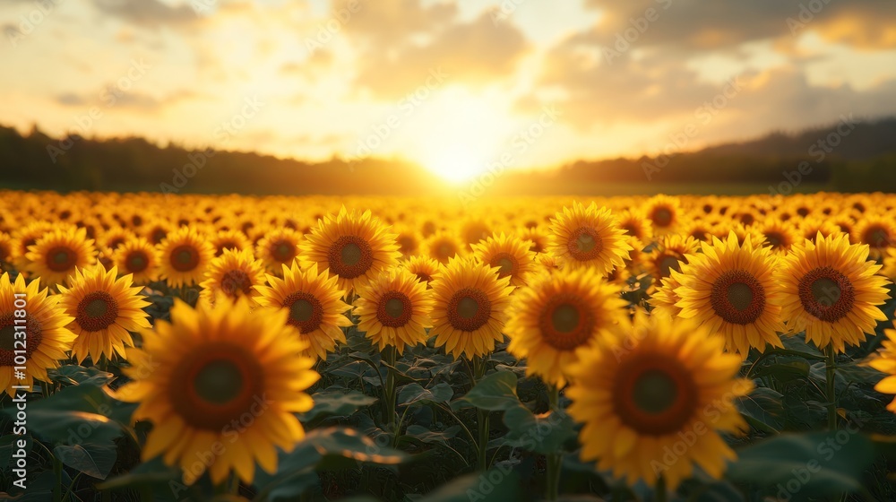 Fototapeta premium Sunflowers at Sunset