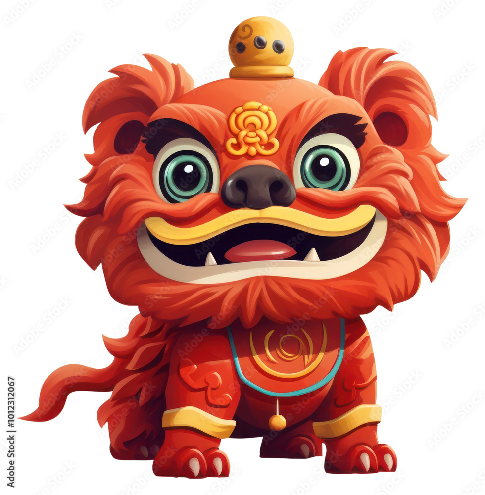 Fototapeta premium PNG Lion dance cartoon toy chinese new year.