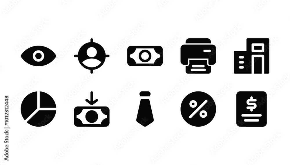 Fototapeta premium Business icon pack solid style