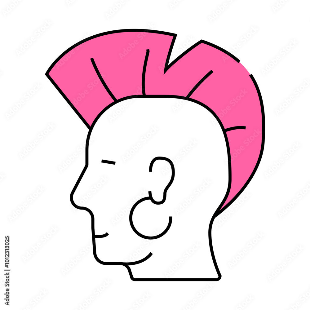 punk with mohawk line icon vector. punk with mohawk sign. isolated symbol illustration punk with mohawk line icon vector. punk with mohawk sign. isolated symbol illustration