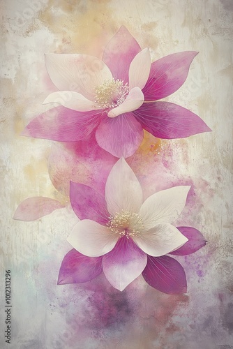 Wallpaper Mural A soft pastel abstract background featuring traditional floral patterns, ideal for New Year themes with gentle textures in white and pink tones Torontodigital.ca