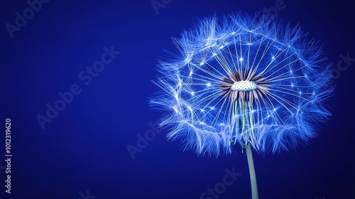 Ethereal Dandelion on Vibrant Blue Background