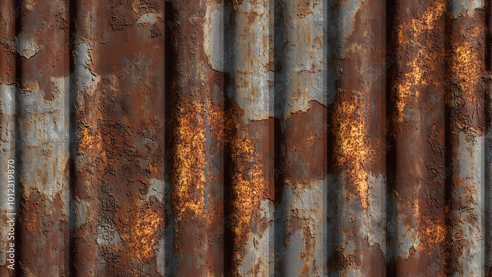 Haunting Rusted Corrugated Steel with Eerie Texture Haunting Rusted Corrugated Steel with Eerie Texture