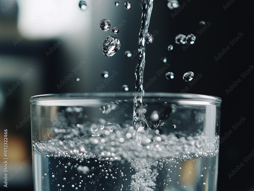 Capturing Purity: Close-Up of Water Droplets Falling from a Filter Capturing Purity: Close-Up of Water Droplets Falling from a Filter