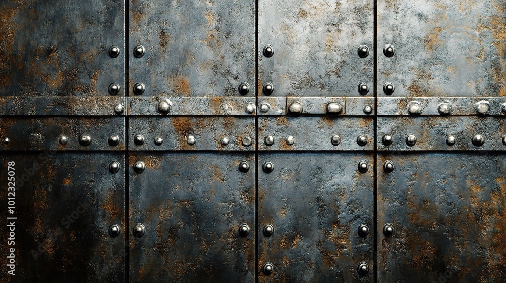 Fototapeta premium Rustic Metal Texture with Rivets and Patina Finish