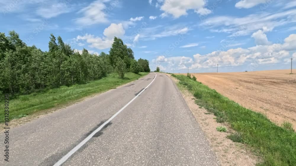 Road view on a summer day. Highways and cars, roadside and white road line markings. Road view on a summer day. Highways and cars, roadside and white road line markings.