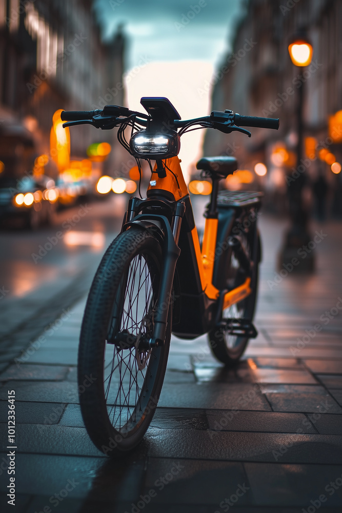Electric bike in the city at night Electric bike in the city at night