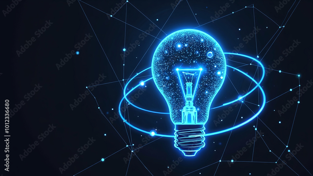 Glowing Light Bulb with Atomic Rings