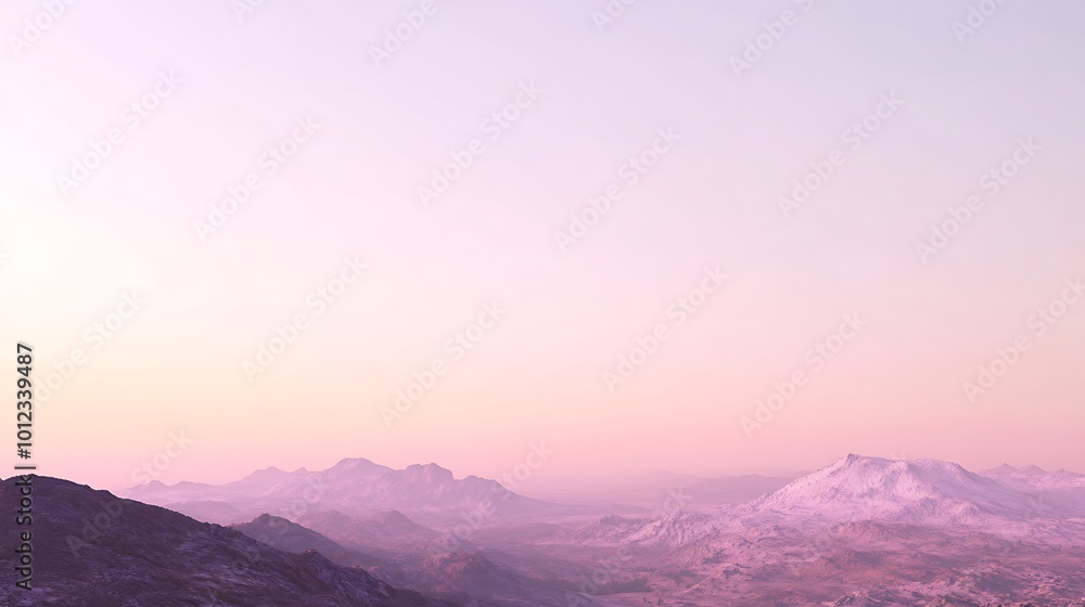 Fototapeta premium A soft, blurred mountain landscape at dawn with a clear sky for text