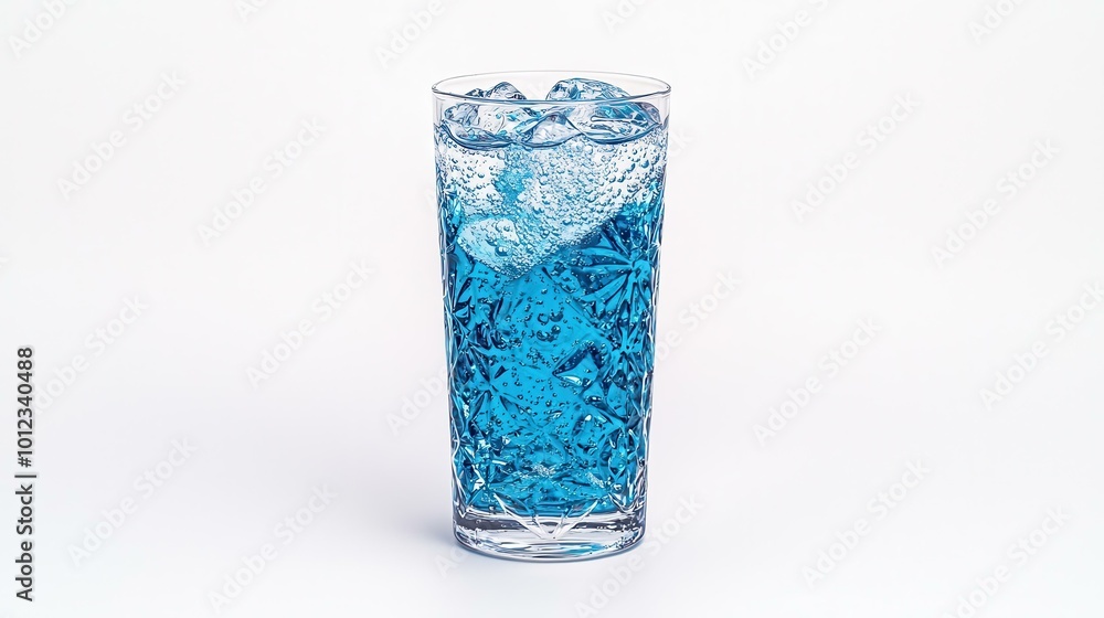 custom made wallpaper toronto digitalRefreshing Blue Raspberry Soda with Bubbles and Ice Against Bright White Background