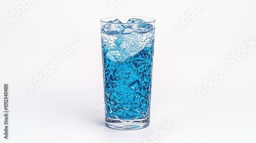 Wallpaper Mural Refreshing Blue Raspberry Soda with Bubbles and Ice Against Bright White Background Torontodigital.ca