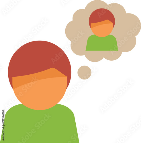 Illustration of a man thinking about another person, concept for social issues or psychology