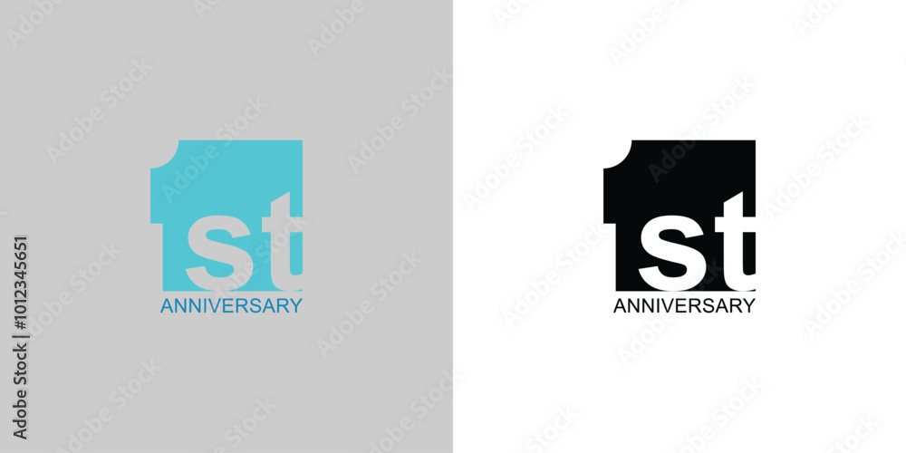 Obraz premium Anniversary logo design , 1st logo premium vector