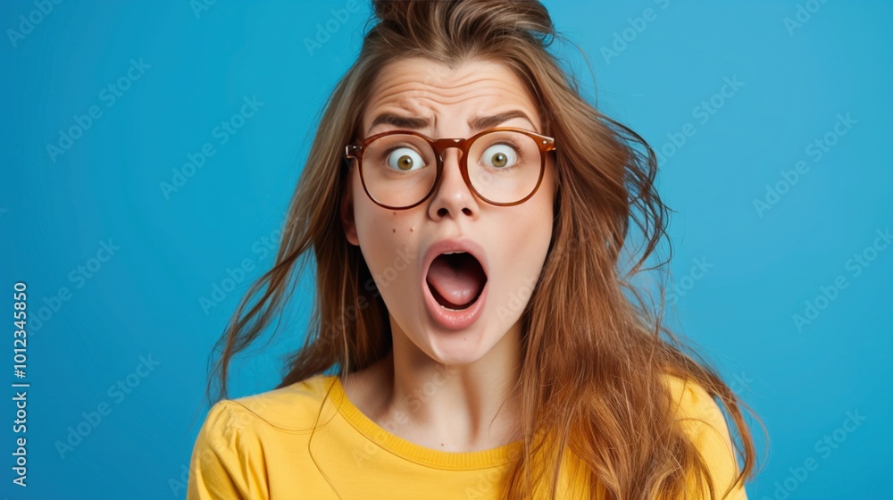 Young woman with astonished expression Young woman with astonished expression