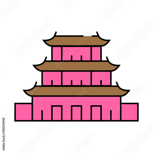 puning temple, china line icon vector. puning temple, china sign. isolated symbol illustration