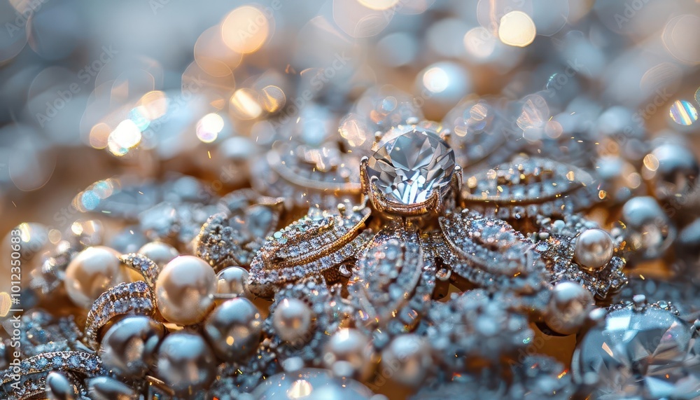 Jewelry in extreme close-up with intricate designs, artistic and elegant, Fashion, Soft tones, Photograph, Luxurious detail Jewelry in extreme close-up with intricate designs, artistic and elegant, Fashion, Soft tones, Photograph, Luxurious detail