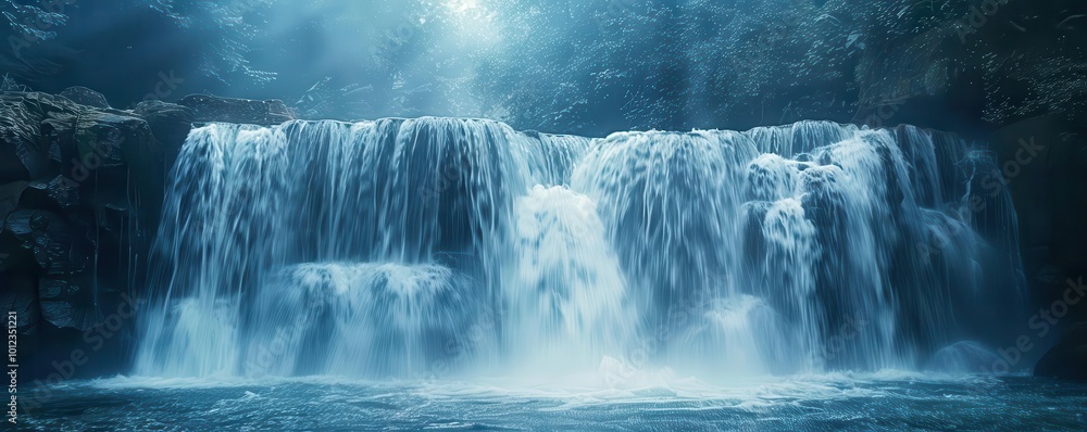 Majestic waterfalls with dynamic flows, natural and powerful, Nature, Cool tones, Photograph, Water beauty Majestic waterfalls with dynamic flows, natural and powerful, Nature, Cool tones, Photograph, Water beauty