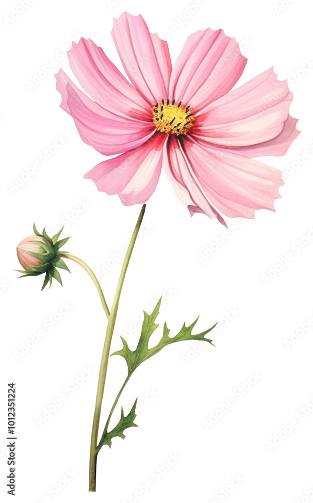 PNG Watercolor cosmos flower blossom petal plant. PNG Watercolor cosmos flower blossom petal plant.