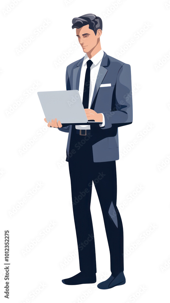 PNG A business man with laptop standing computer tuxedo. PNG A business man with laptop standing computer tuxedo.