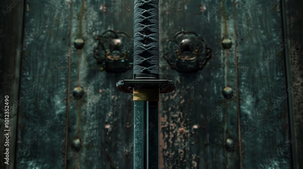 Legendary katana: Japanese sword with ornate tsuba
伝説の日本刀：装飾された鍔を持つ刀.Generative AI