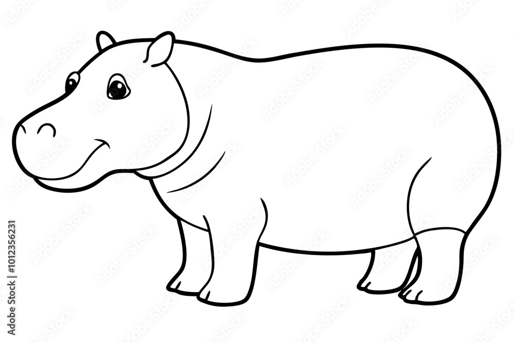 Fototapeta premium Animal Hippo Sublimation Designs: Vector Illustrations, Cartoons, Clipart, Line Art, Hippo sublimation designs: vector, clipart, cartoons, and line art for digital products and prints.