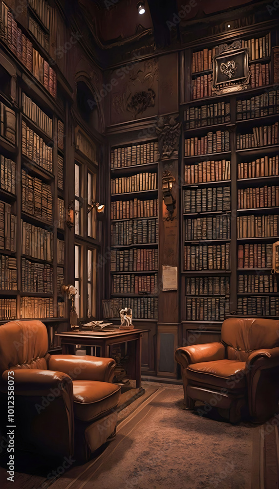 A cozy library scene featuring towering bookshelves, warm lighting, and comfortable seating, creating an inviting space for reading and relaxation. A cozy library scene featuring towering bookshelves, warm lighting, and comfortable seating, creating an inviting space for reading and relaxation.