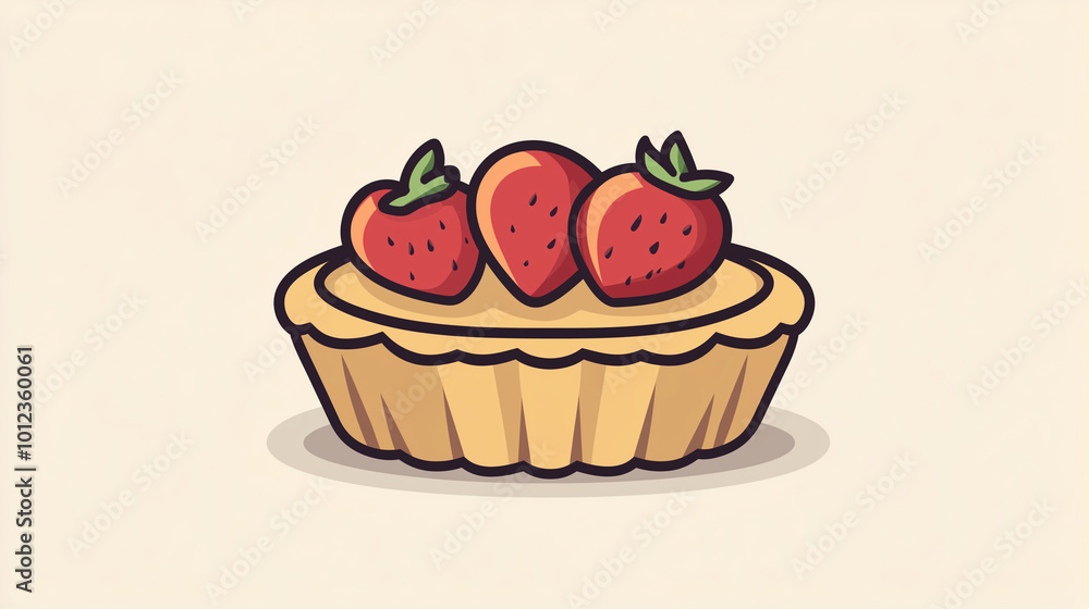A minimalist tart with a few simple lines indicating fruit on top. Logo, vector and minimalistic drawing A minimalist tart with a few simple lines indicating fruit on top. Logo, vector and minimalistic drawing