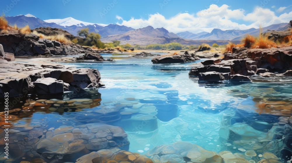 Fototapeta premium Tranquil Mountain River
