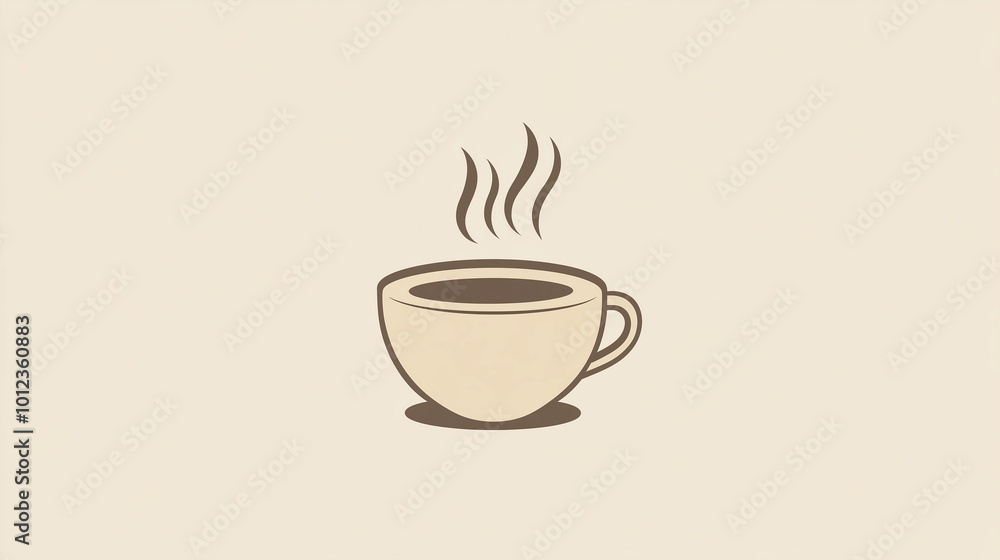 A steaming mug of hot coffee with two or three wavy lines for steam. Logo, vector and minimalistic drawing A steaming mug of hot coffee with two or three wavy lines for steam. Logo, vector and minimalistic drawing