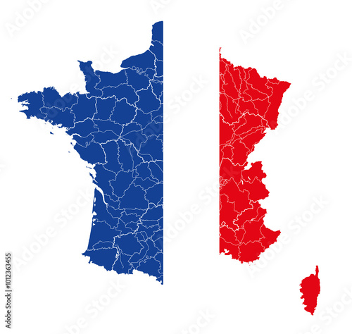 creative map of France, fre...