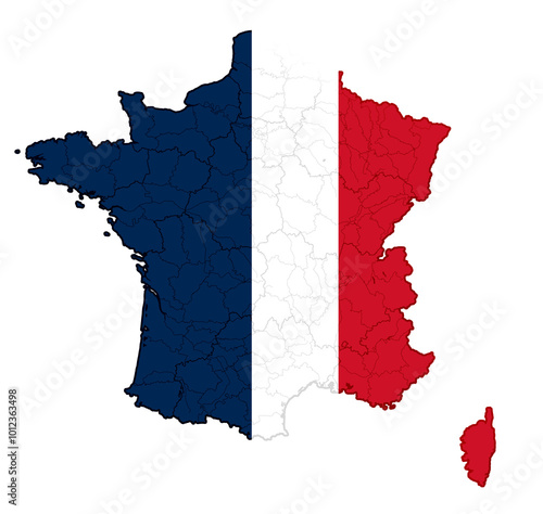 creative map of France, fre...