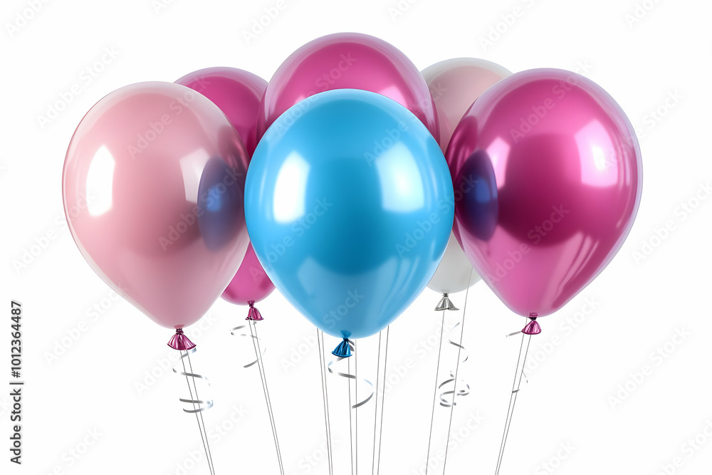 3D Render Pink Blue Balloons Festive Celebration 3D Render Pink Blue Balloons Festive Celebration