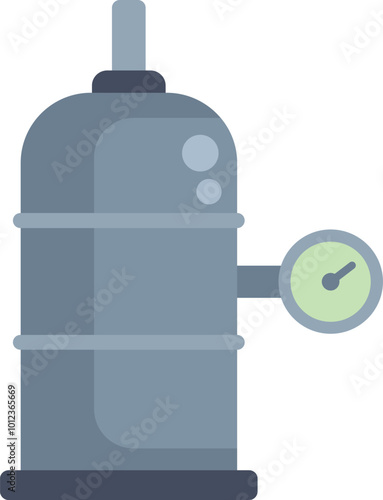 Industrial boiler heating water using a gauge for measuring temperature